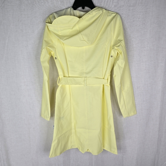 Rains Belted Curve Jacket Straw Yellow Womens XS Rain Coat Waterproof Trench - Picture 4 of 10